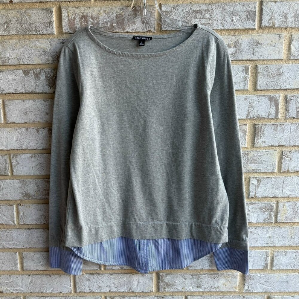 J. Crew Mercantile Long Sleeve Round Neck Layered Sweatshirt  Women's Size S.